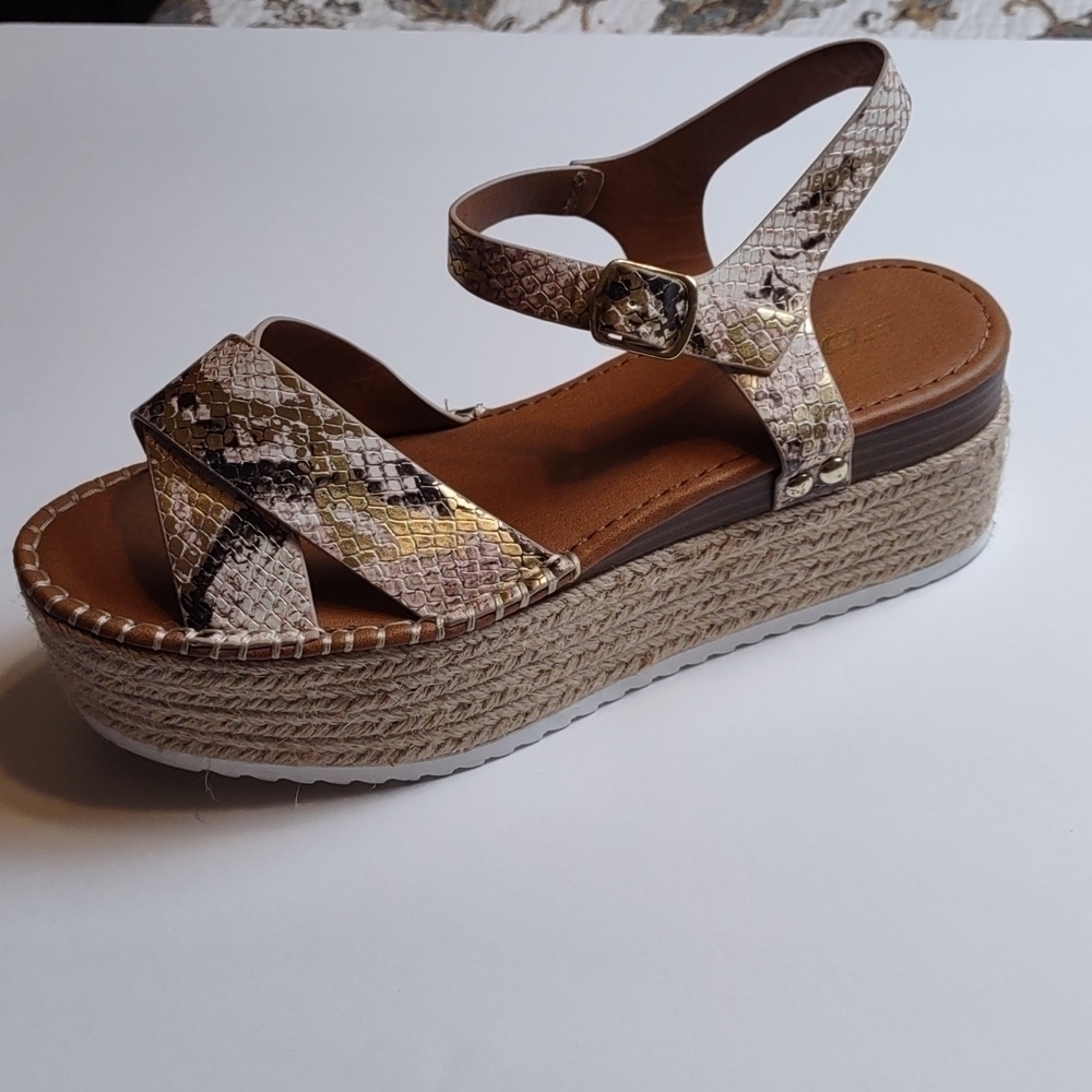 Soda platform snake print sandals
